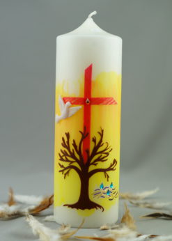 Taufkerze "Kreuz und Baum"