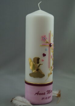 Engel mit Blumenranke rosa
